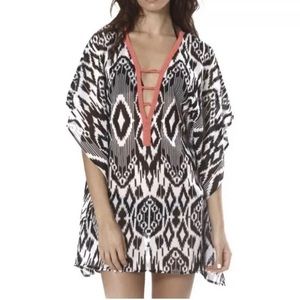 Black and White Ikat Swim Cover-Up